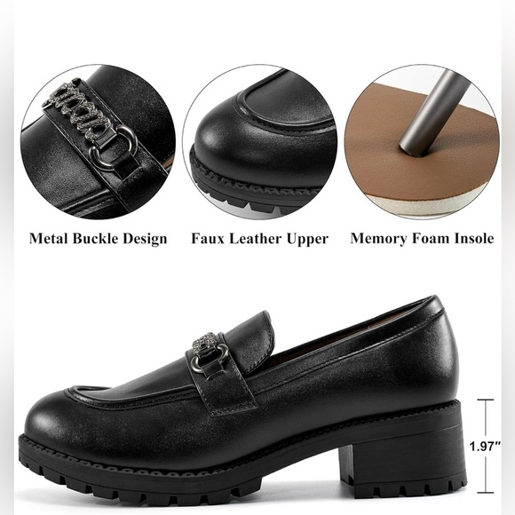 Black Leather Loafers with Chain Detail - Picture 3 of 6